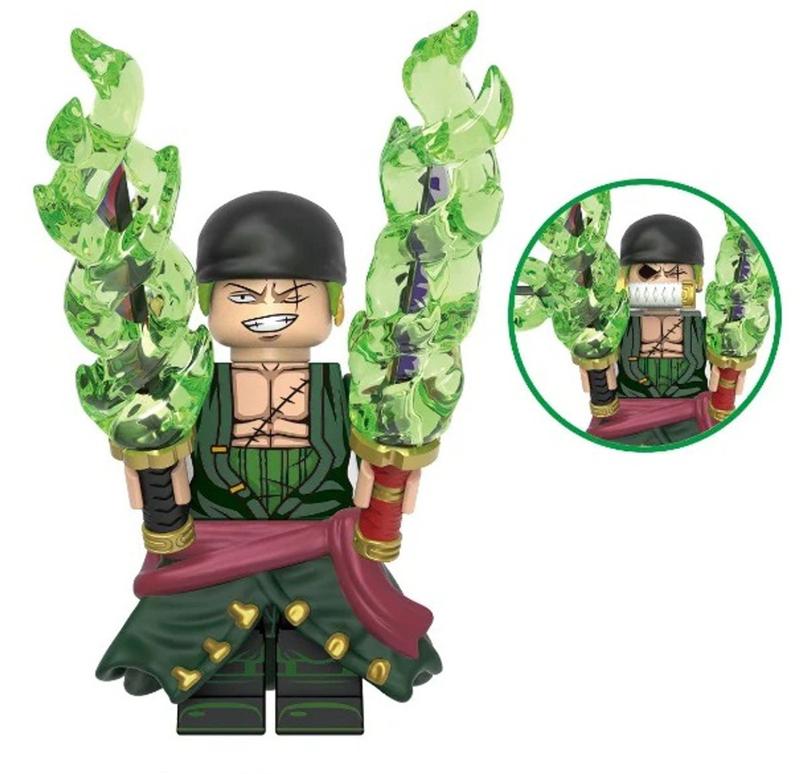 Boneco Minifigura Roronoa Zoro 3 espadas One Piece - kopf